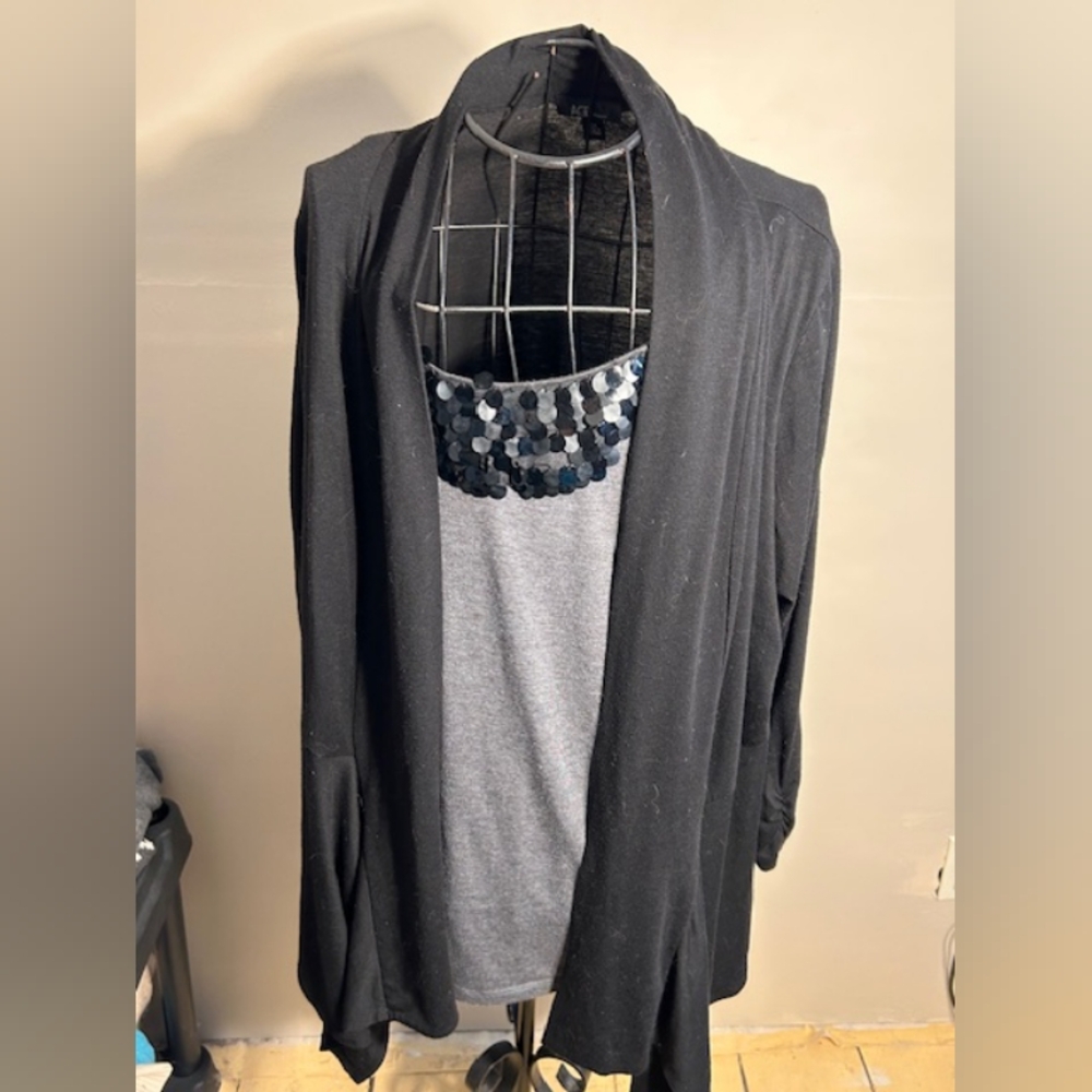 3x 3 x  fun  gray  black tee t casual dress wear shirt womens 3 x plus sized